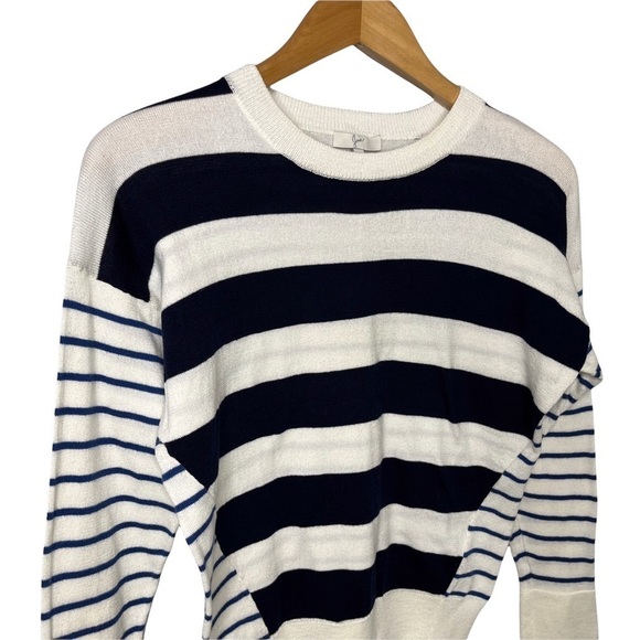 Joie Kaylara Cocktail Stripe Cotton Pullover Sweater Size XS Blue White Nautical - Picture 3 of 8